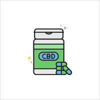Cbd pills and jar on white background vector