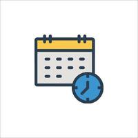 Calendar icon with clock and calendar vector