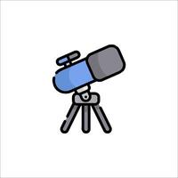 A blue and gray telescope icon on a tripod vector