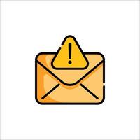 An email envelope with a yellow caution sign on it vector
