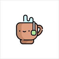 A cartoon cup with a face and a spoon vector