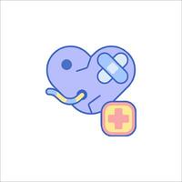 A cartoon heart with a bandage and a cross vector