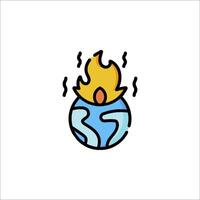 A globe with a flame inside it and a flame coming out of it vector