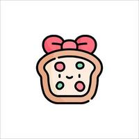 A cute bread with a bow on it vector