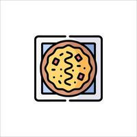 A pizza icon in a square box vector