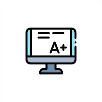 A computer monitor with an a plus on it vector