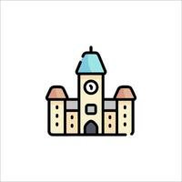 A castle icon with a clock on it vector