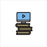 A computer and books on a white background vector