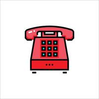 Red telephone icon on white background vector