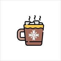 Hot chocolate with snowflake icon vector