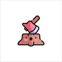 A cartoon character with a hammer on top of a tree stump vector