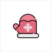 A pink mitten with snowflakes on it vector