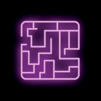 Neon purple labyrinth sign representing problem solving vector