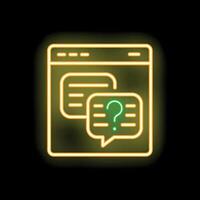 Neon sign showing a question on a website page vector