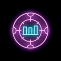 Neon icon of statistics chart representing business analysis vector