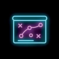 Neon strategy board showing xs and os connected with lines vector