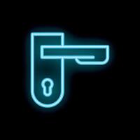 Glowing neon door handle icon on a black background vector