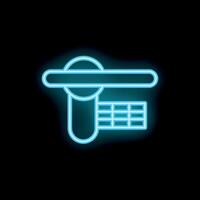 Neon icon of handheld barcode scanner on black background vector