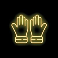 Glowing neon icon of praying hands on a black background vector