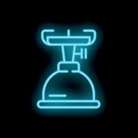 Glowing neon icon of a camping stove with gas burner on black background vector