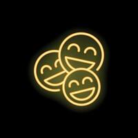 Three emojis with big smiles sharing good vibes neon style vector