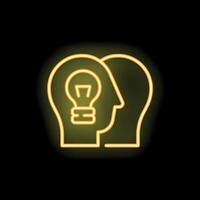 Neon icon of thinking man sharing idea with partner vector