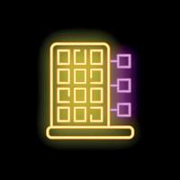 Neon sign of smart building management system showing data analysis vector
