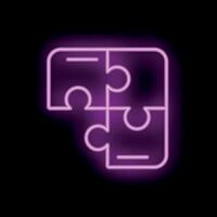 Neon puzzle pieces forming a square on black background vector