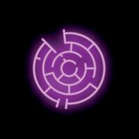 Round labyrinth neon sign indicating problem solving vector