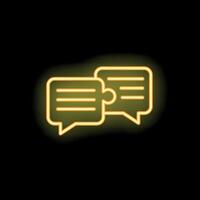 Neon sign showing two speech bubbles connecting like puzzle pieces vector