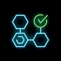 Neon style blockchain showing successful validation icon vector