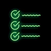 Neon green checklist showing completion of important tasks on black background vector