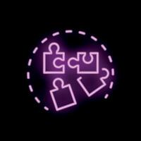 Neon sign showing puzzle pieces representing problem solving vector