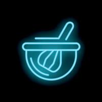 Neon icon of mixing bowl and whisk on black background vector