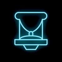 Glowing neon line hourglass icon isolated on black background for time is running out concept vector