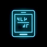Smartphone showing math equation in neon light vector