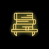 Neon sign of bookshelf with books on black background vector