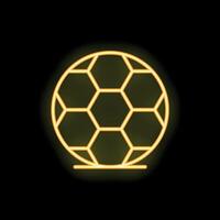 Neon icon of soccer ball glowing on dark background vector
