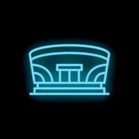 Glowing neon sign depicting a stadium on a black background vector