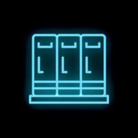 Blue neon icon of lockers on black background representing security and privacy vector