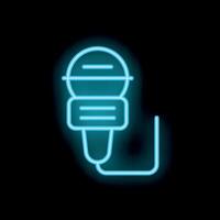 Neon microphone icon glowing on dark background vector