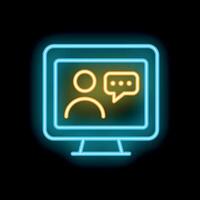 Neon icon of person conferencing on computer vector