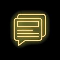 Neon yellow speech bubble with copy space glowing on black background vector
