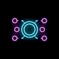 Neon icon representing machine learning algorithm on black background vector