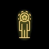 Neon icon of businessman having idea represented by star in head vector