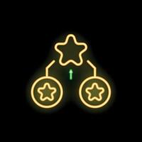 Neon icon of loyalty program with increasing stars showing progress vector