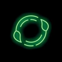 Neon green leaves rotating in circle on black background vector