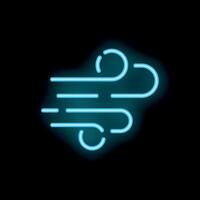 Blue neon wind blowing from left on black background vector