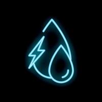 Neon sign representing hydroelectric energy with water drop and lightning bolt vector