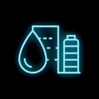 Neon icon of water tank and battery representing sustainable resources management vector